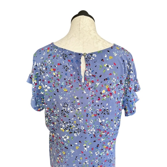 Beachlunchlounge Blue Floral Flutter Sleeve Shift Sun Dress  Size Large - Picture 5 of 13